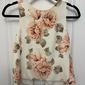 Floral sleeveless open back top